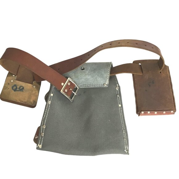 VTG SEARS CRAFTSMAN Tool Touch Leather Tool Belt Rig 4514 & 4563R Hammer Holder - Picture 2 of 7